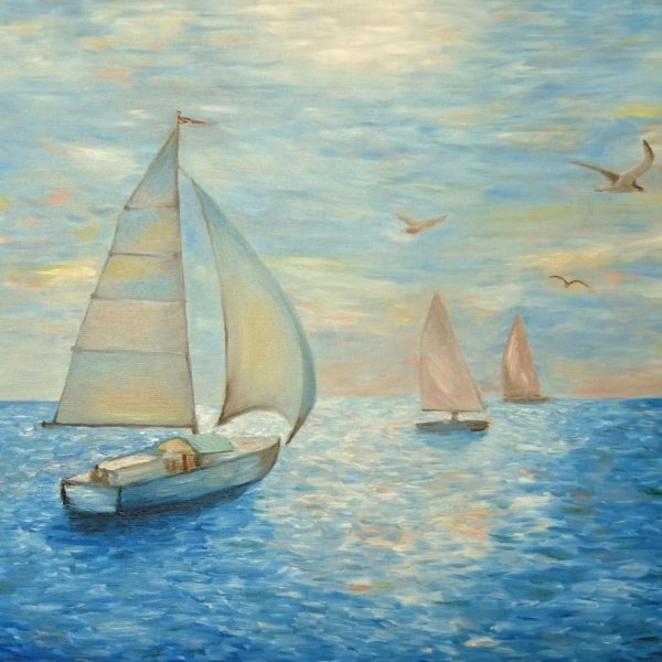 Морской пейзаж с яхтой