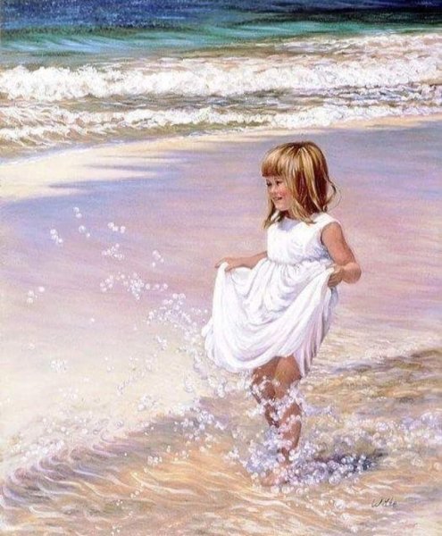 Девочка у моря картина