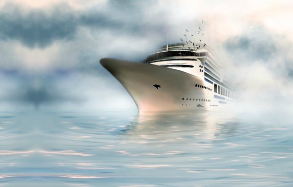 Пароход в море