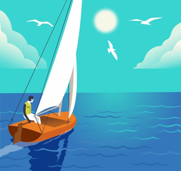 Ребенок Парус яхта