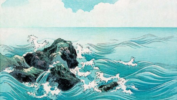 Японская гравюра море