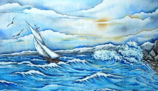 Синее море рисунок