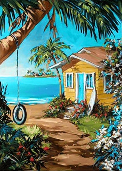 Схема вышивки крестом домик у моря