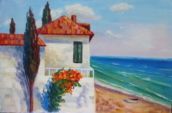 Дом у моря иллюстрация