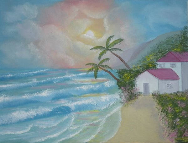 Завтрак у моря картина маслом