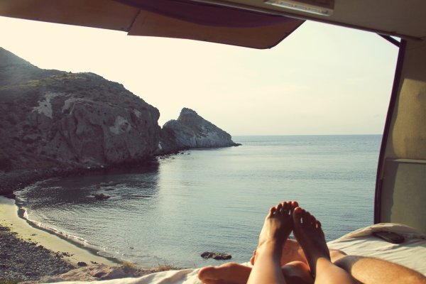 Девушка море Чайки