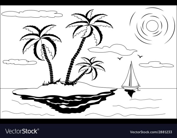 Раскраска море пальмы и Дельфин