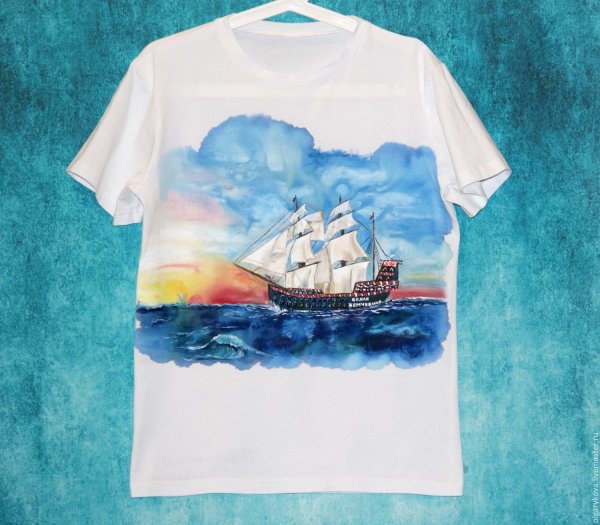 Море роспись на футболке
