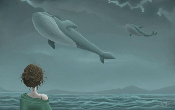 Девочка и кит арт