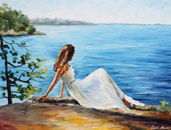 Море птицы девушка