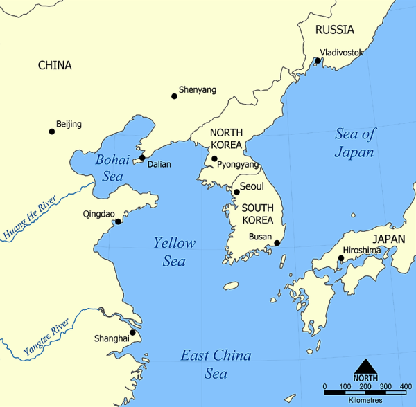 Жёлтое море географическая карта