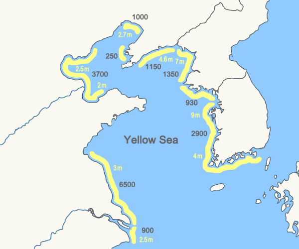 Желтое море Китай на карте