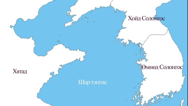 Желтое море на карте мира