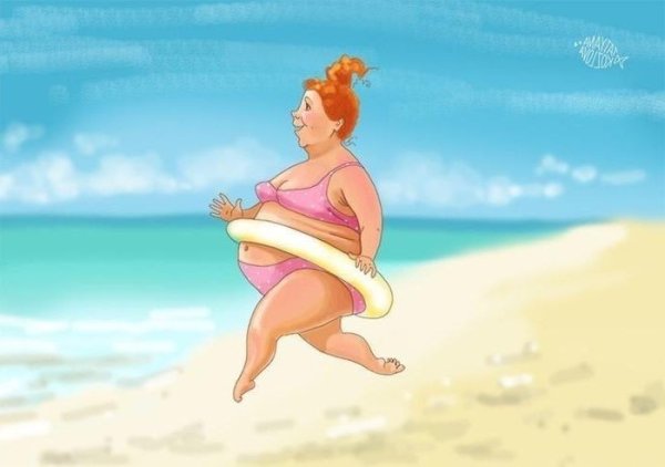 Смешные толстухи на море