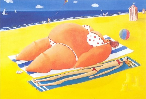 Жирные на пляже