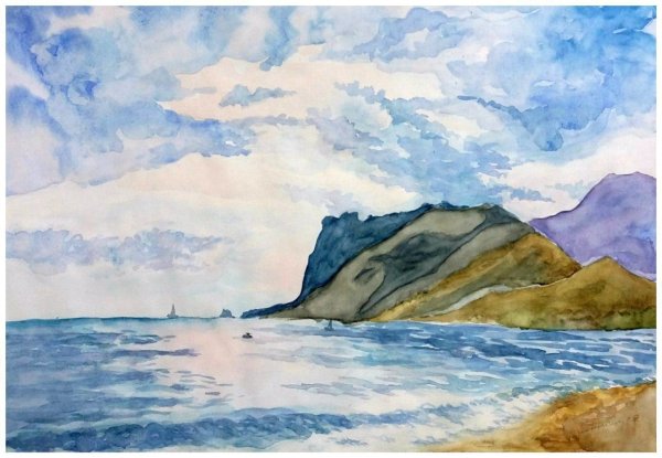 Рисунки моря акварелью для начинающих