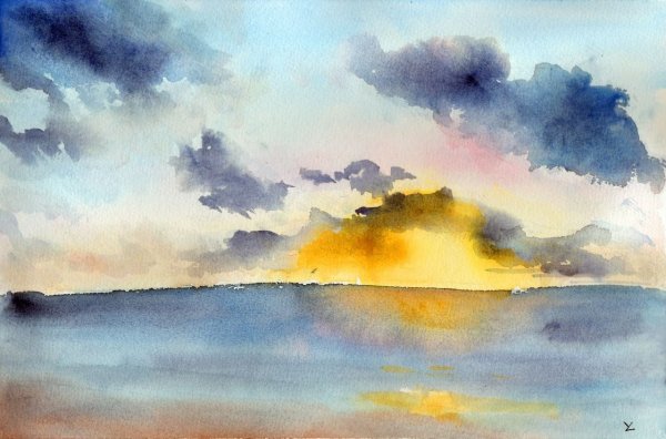 Дельфины живопись