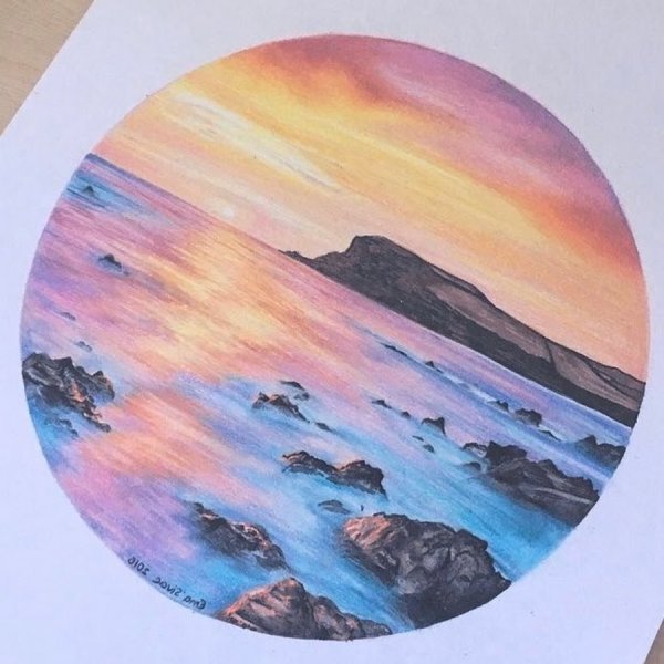 Пальмы пейзаж гуашью