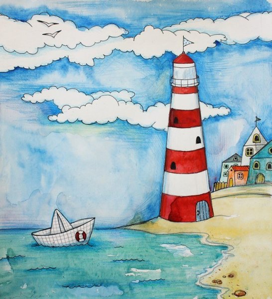 Кит акварелью