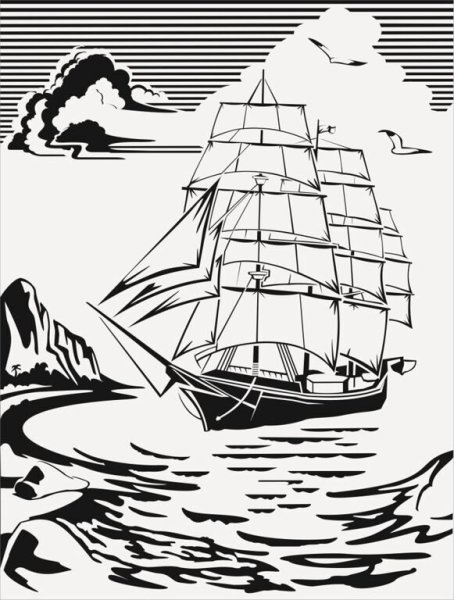 Парусник для выжигания по дереву