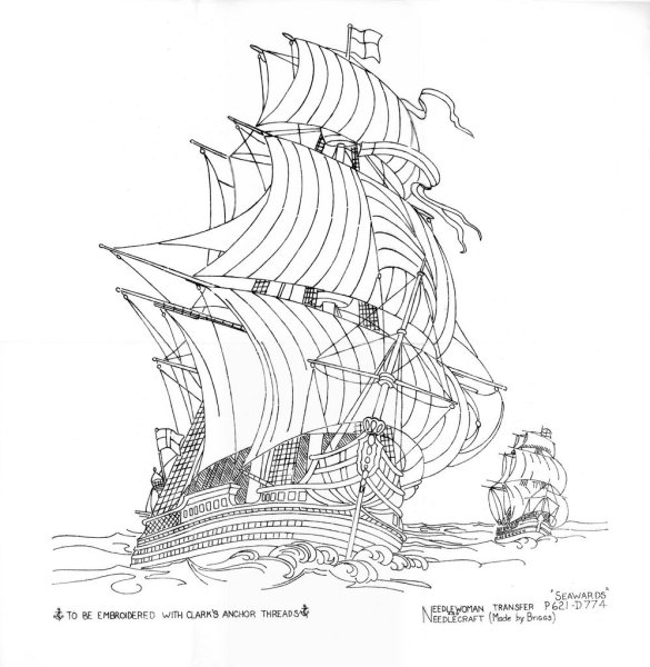 Раскраска антистресс корабль