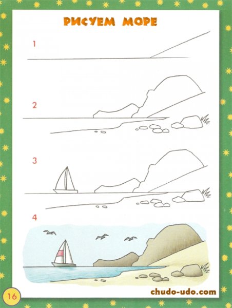 Поэтапное рисование морского пейзажа