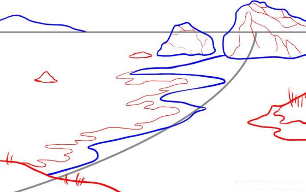 Поэтапное рисование моря