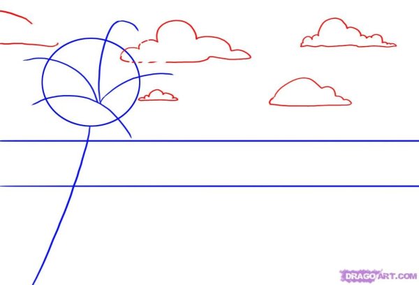 Море пляж карандашом