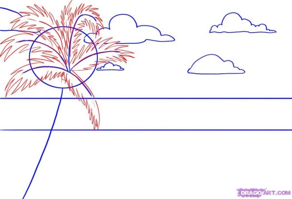 Океан рисунок карандашом