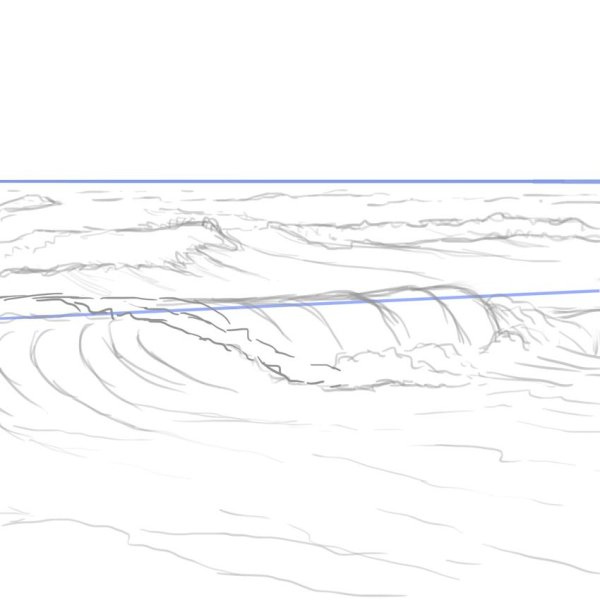 Поэтапное рисование моря