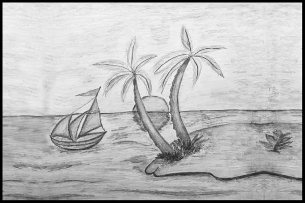 Море рисунок карандашом для детей