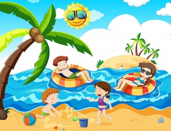 Поездка на море иллюстрация