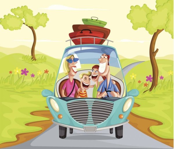 Семья в поездке иллюстрация