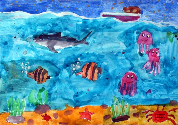 Рисование морские обитатели