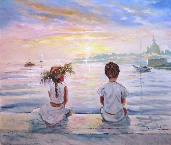 Мальчик и девочка на берегу моря