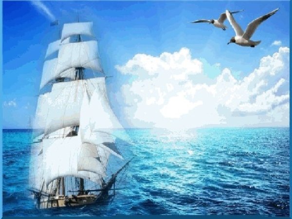 Анимация корабль на море