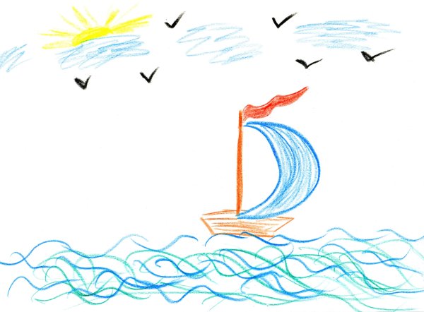 Кораблик на волнах рисунок для детей 1 класса