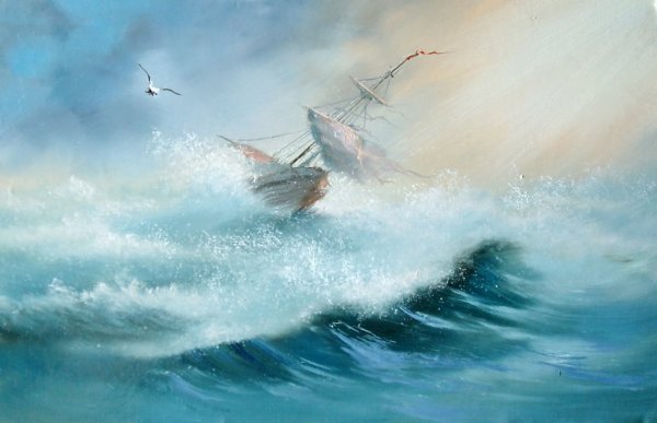 Морской фон с корабликом