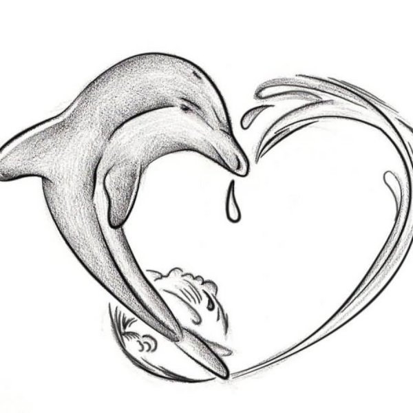 Эскиз дельфина тату
