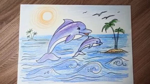 Дельфин нарисовать