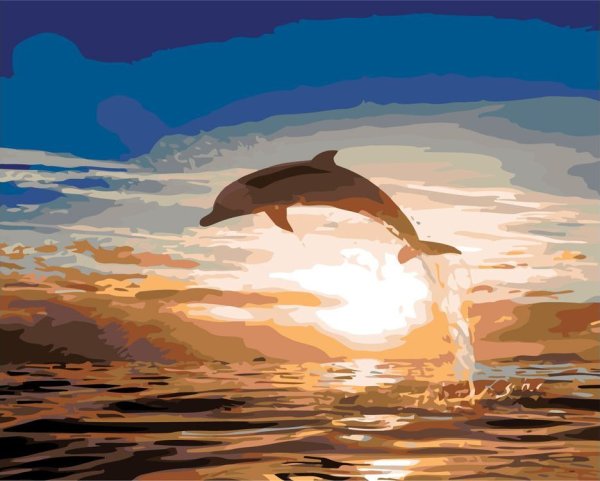 Дельфины на закате