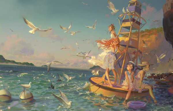 Море Чайки живопись