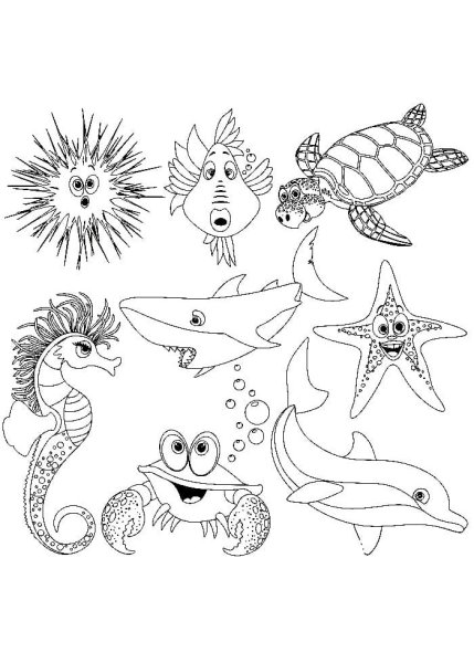 Раскраски морские животные для детей