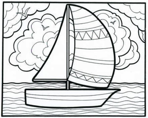 Раскраска Корабль с парусами