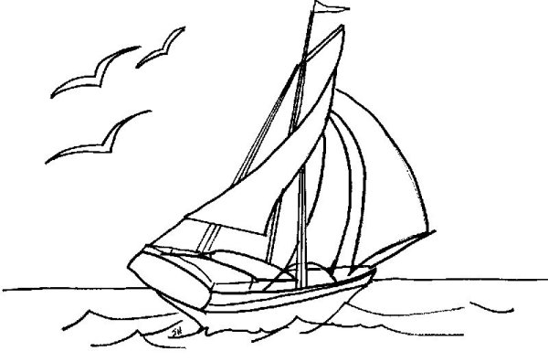 Раскраска. Кораблик