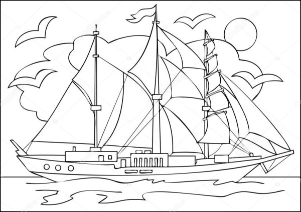 Большой корабль раскраска