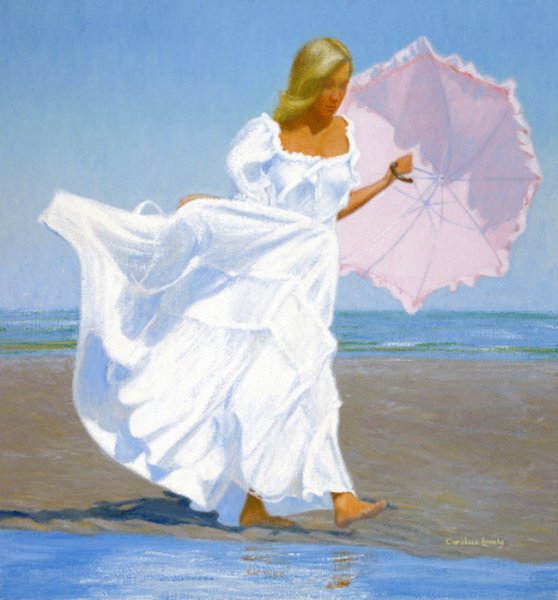 Картина женщина с зонтом