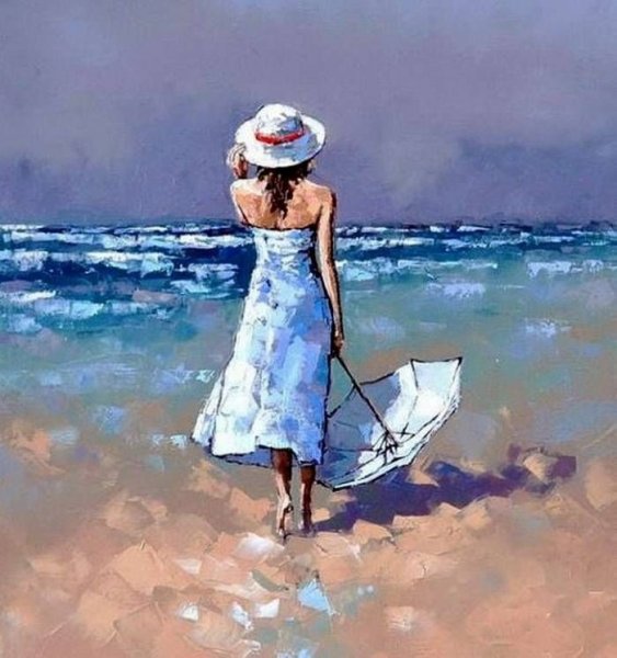 Девушка у моря дождь