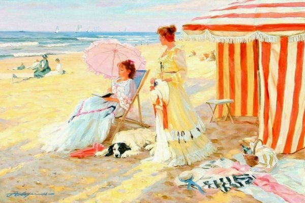 Девушка в шляпке у моря