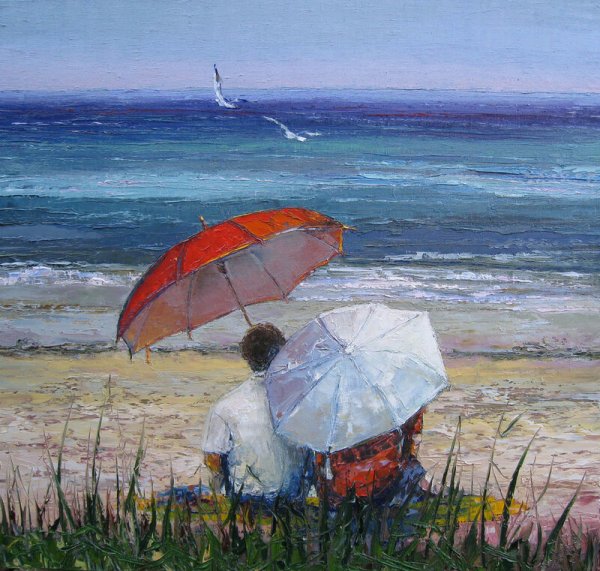 Фото с зонтиком на море